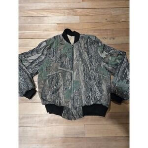 Trebark Camo Bomber Jacket Mens‎ XL Green Tree Bark Full Zip Hunting Streetwear